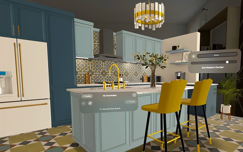 A retail interior laid out with fittings, worktops and display shelving.